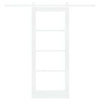 Porta Scorrevole Bianco 83 x 202 cm - Legno Massello di Pino e Vetro