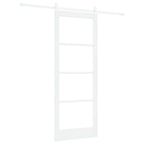Porta Scorrevole Bianco 83 x 211 cm - Legno Massello Pino e Vetro