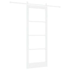 Porta Scorrevole Bianco 83 x 211 cm - Legno Massello Pino e Vetro