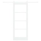 Porta Scorrevole Bianco 83 x 211 cm - Legno Massello Pino e Vetro
