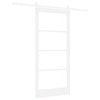 Porta Scorrevole Bianco 93 x 202 cm Legno Massello Pino e Vetro