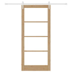 Porta Scorrevole Naturale 93 x 211 cm - Legno Massello di Pino e Vetro