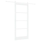 Porta Scorrevole Bianco 93 x 211 cm Legno Massello Pino e Vetro