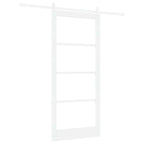 Porta Scorrevole Bianco 93 x 211 cm Legno Massello Pino e Vetro