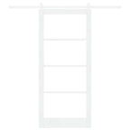 Porta Scorrevole Bianco 93 x 211 cm Legno Massello Pino e Vetro