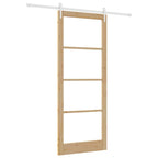 Porta Scorrevole Naturale 93 x 232 cm - Legno Massello di Pino e Vetro