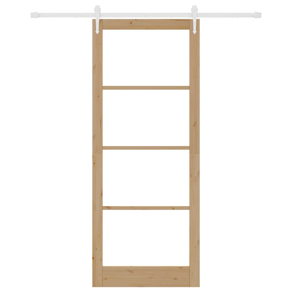 Porta Scorrevole Naturale 93 x 232 cm - Legno Massello di Pino e Vetro