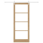 Porta Scorrevole Naturale 93 x 232 cm - Legno Massello di Pino e Vetro