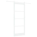 Porta Scorrevole Bianco 93 x 232 cm - Legno Massello Pino e Vetro