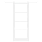 Porta Scorrevole Bianco 93 x 232 cm - Legno Massello Pino e Vetro