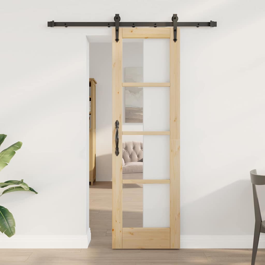 Porta scorrevole ORKDAL legno massello pino e vetro naturale 61 x 198,5 cm