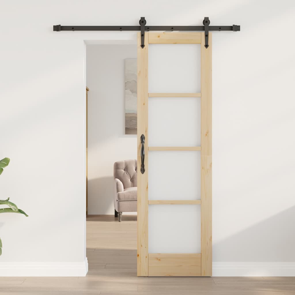 Porta scorrevole ORKDAL legno massello pino e vetro naturale 61 x 198,5 cm