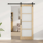 Porta Scorrevole ORKDAL Legno Massello Pino e Vetro 73,5 x 198,5 cm Naturale