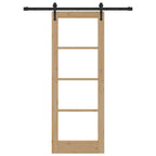 Porta Scorrevole ORKDAL Legno Massello Pino e Vetro 73,5 x 198,5 cm Naturale