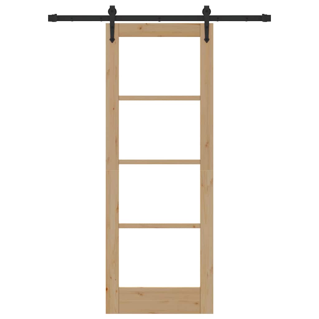 Porta Scorrevole ORKDAL Legno Massello Pino e Vetro 73,5 x 198,5 cm Naturale