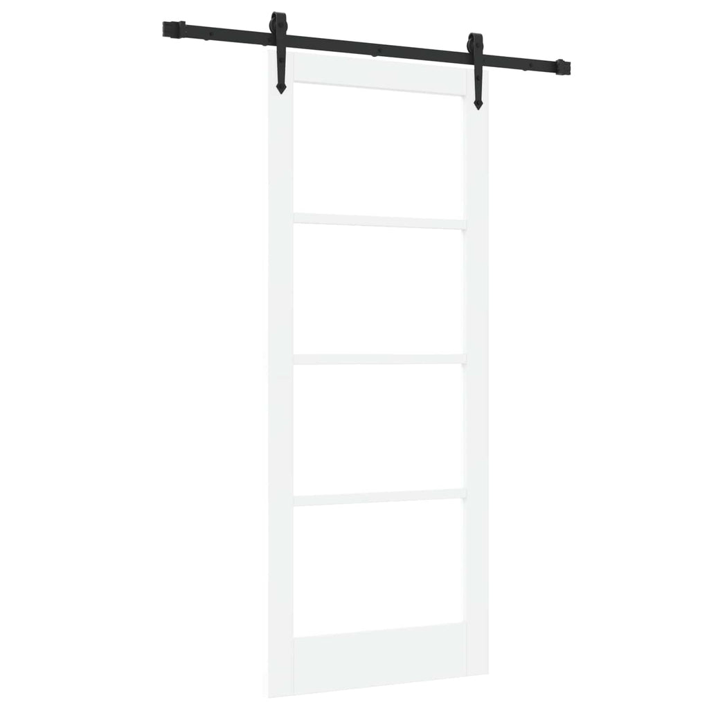 Porta scorrevole ORKDAL bianca 83 x 202 cm in legno massello di pino e vetro