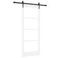 Porta scorrevole ORKDAL bianca 83 x 202 cm in legno massello di pino e vetro