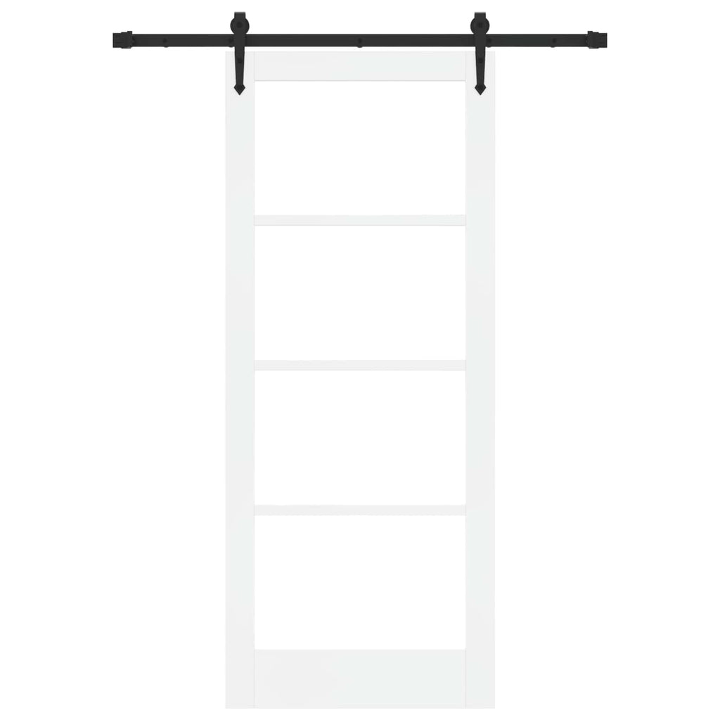 Porta scorrevole ORKDAL bianca 83 x 202 cm in legno massello di pino e vetro