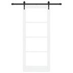 Porta scorrevole ORKDAL bianca 83 x 202 cm in legno massello di pino e vetro