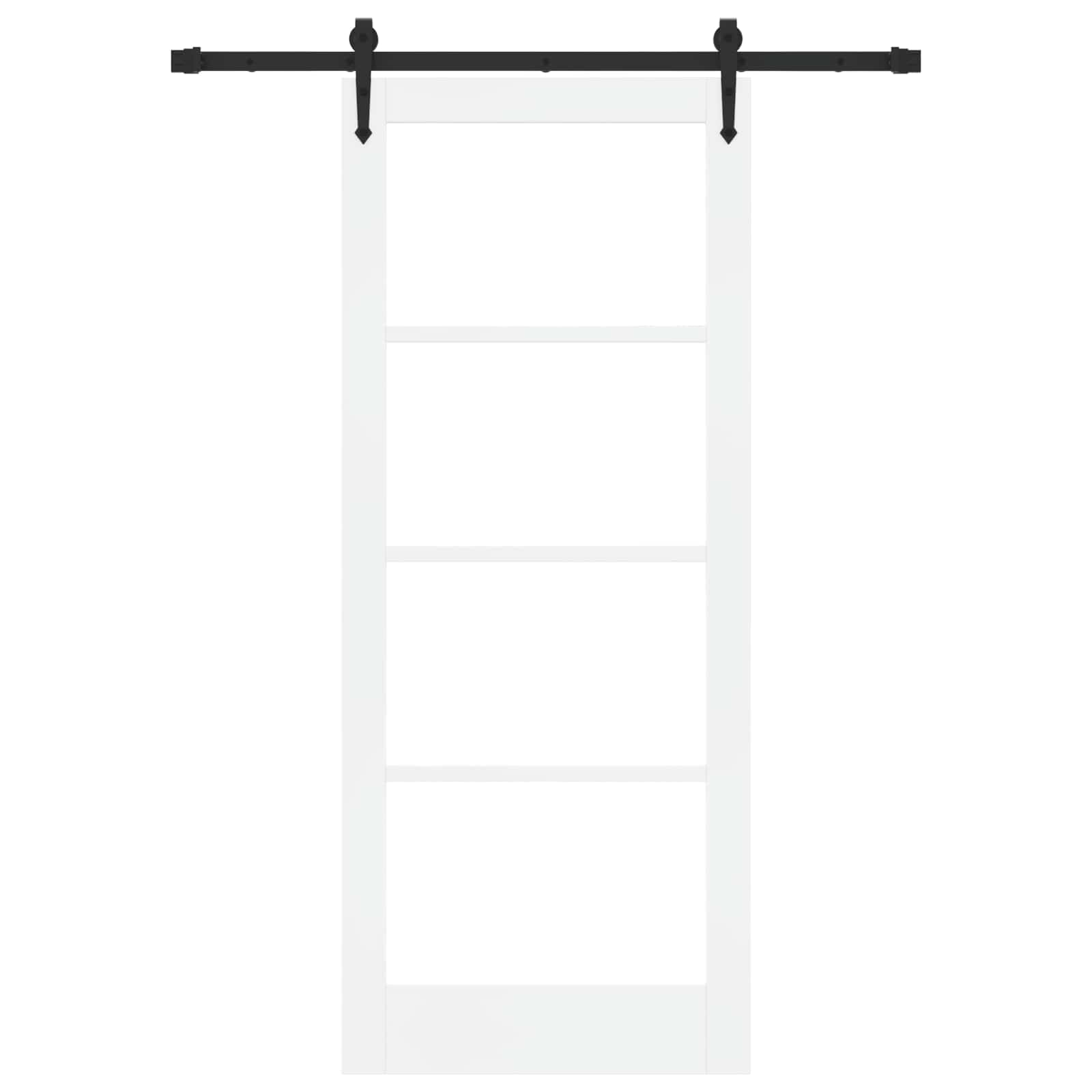 Porta scorrevole ORKDAL bianca 83 x 202 cm in legno massello di pino e vetro