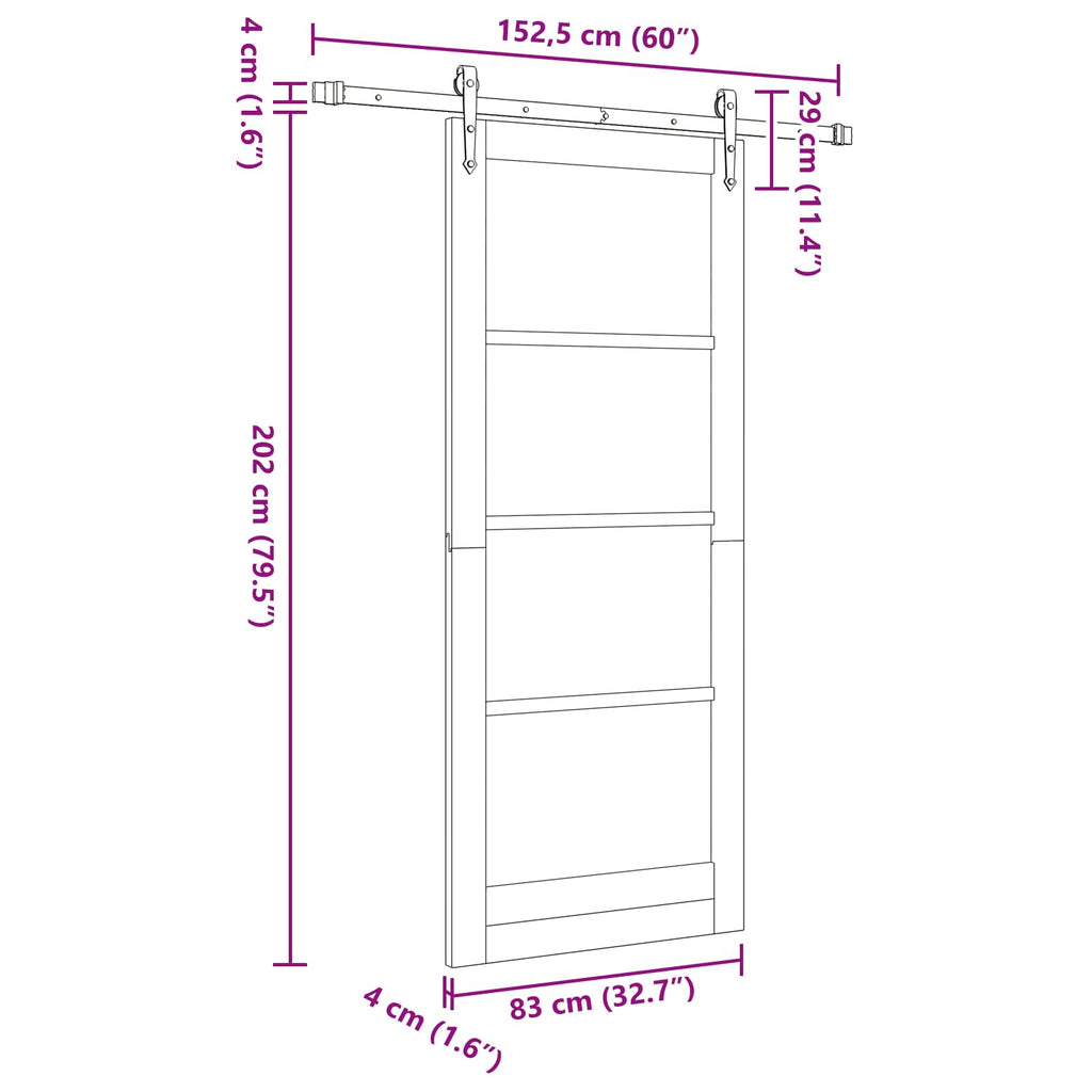 Porta scorrevole ORKDAL bianca 83 x 202 cm in legno massello di pino e vetro