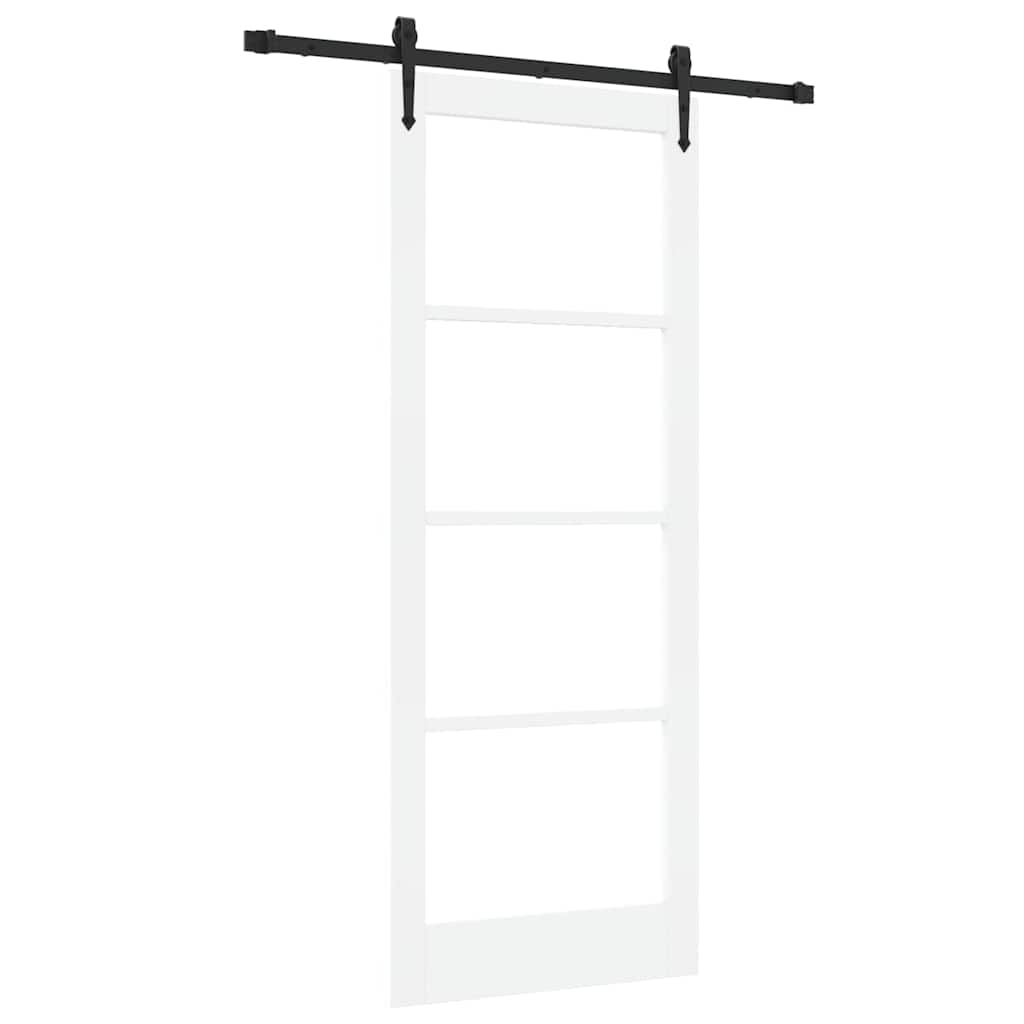 Porta scorrevole ORKDAL bianco 83 x 211 cm legno massello pino e vetro