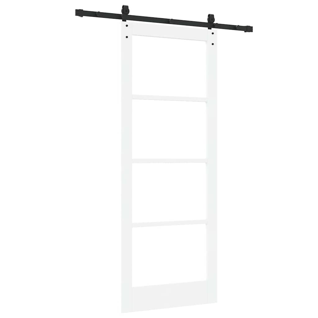 Porta scorrevole ORKDAL bianco 83 x 211 cm legno massello pino e vetro