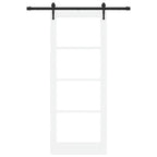 Porta scorrevole ORKDAL bianco 83 x 211 cm legno massello pino e vetro