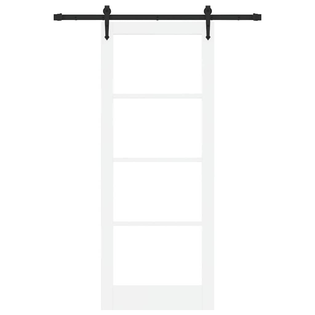 Porta scorrevole ORKDAL bianco 83 x 211 cm legno massello pino e vetro