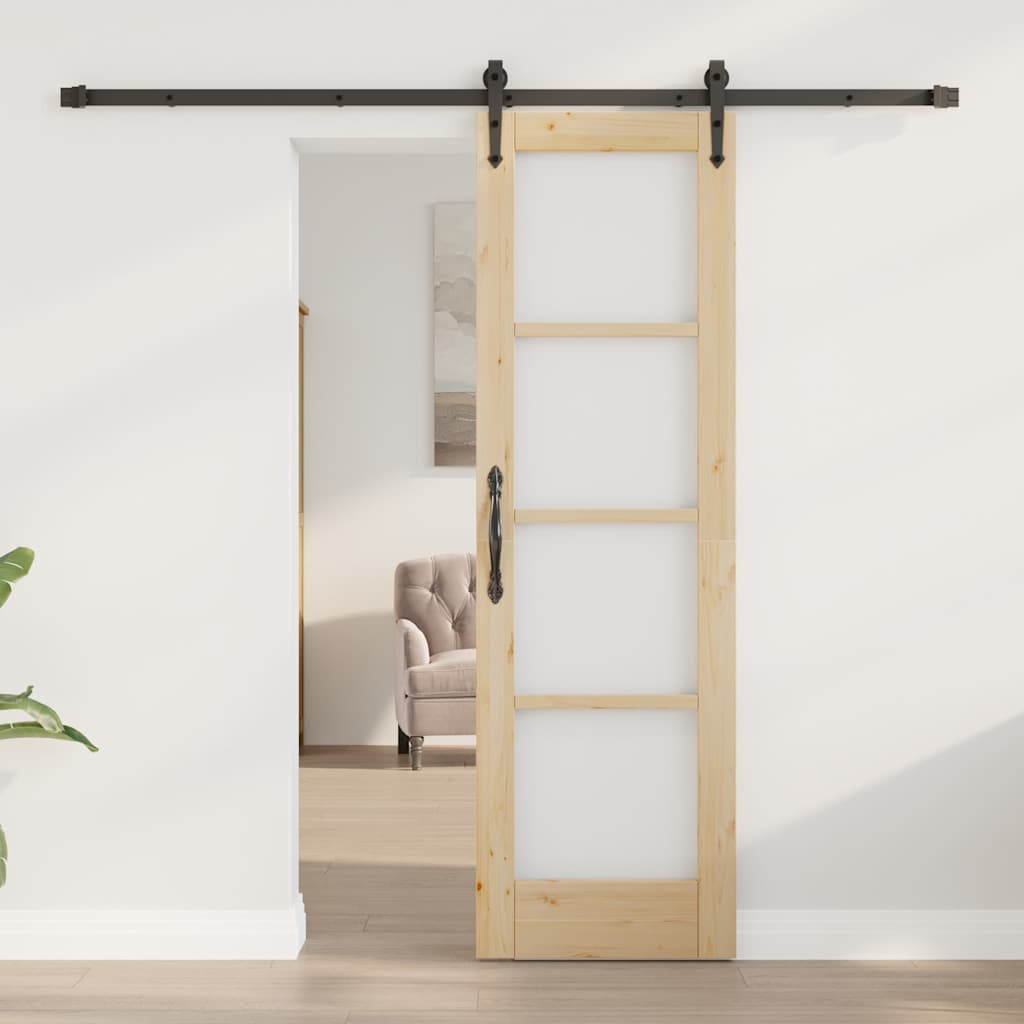 Porta scorrevole ORKDAL legno massello pino e vetro naturale 61 x 198,5 cm