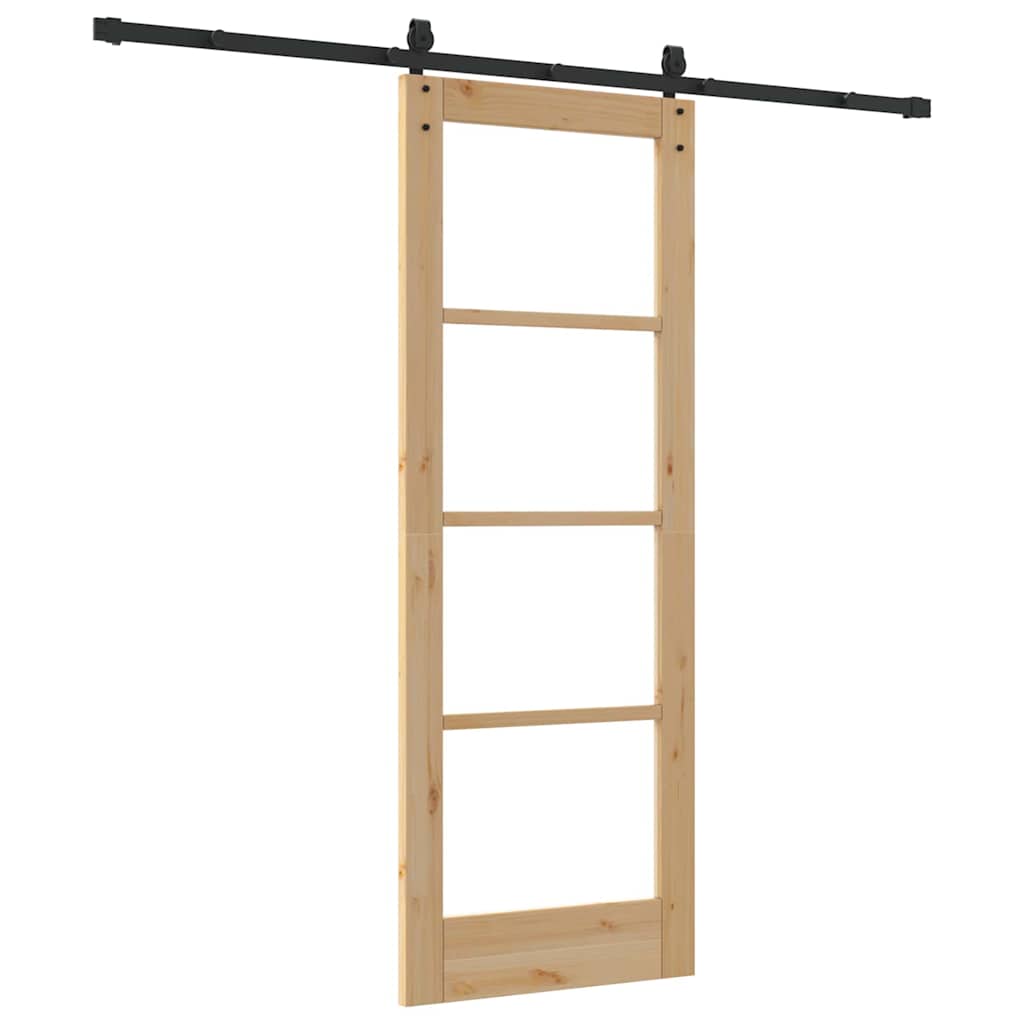 Porta scorrevole ORKDAL in legno massello di pino e vetro naturale 73,5 x 198,5 cm
