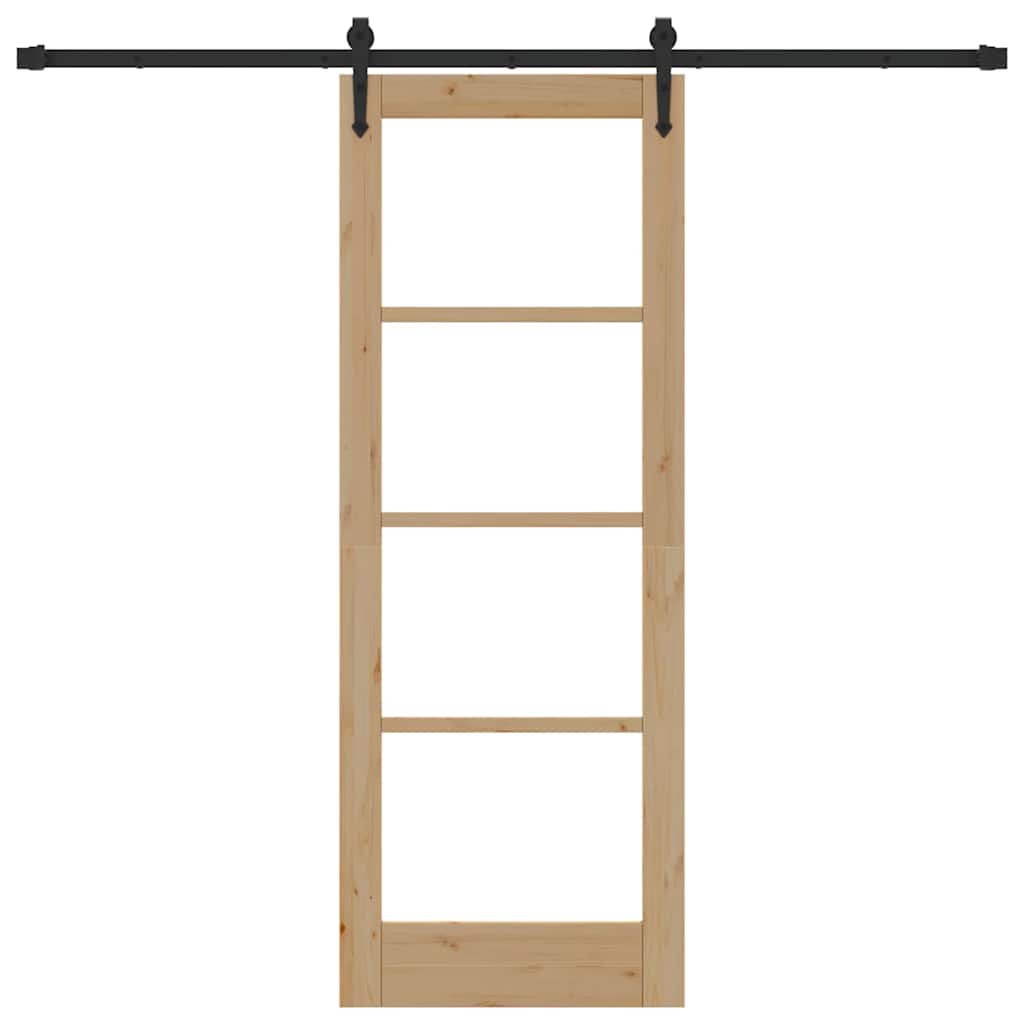 Porta scorrevole ORKDAL in legno massello di pino e vetro naturale 73,5 x 198,5 cm
