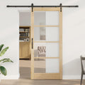 Porta scorrevole ORKDAL legno massello pino e vetro naturale 93 x 211 cm