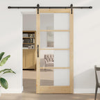 Porta scorrevole ORKDAL legno massello pino e vetro naturale 93 x 211 cm