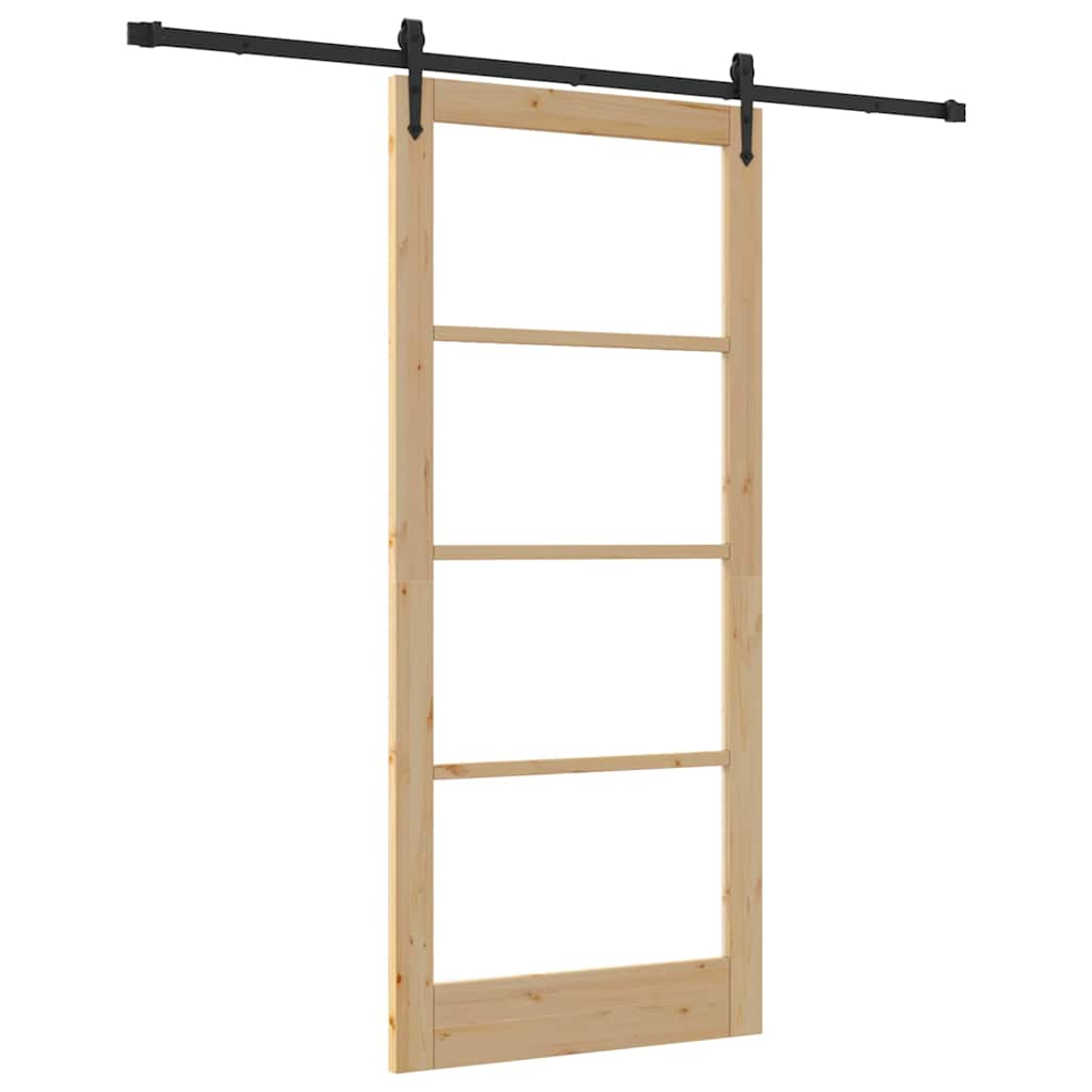 Porta scorrevole ORKDAL legno massello pino e vetro naturale 93 x 211 cm