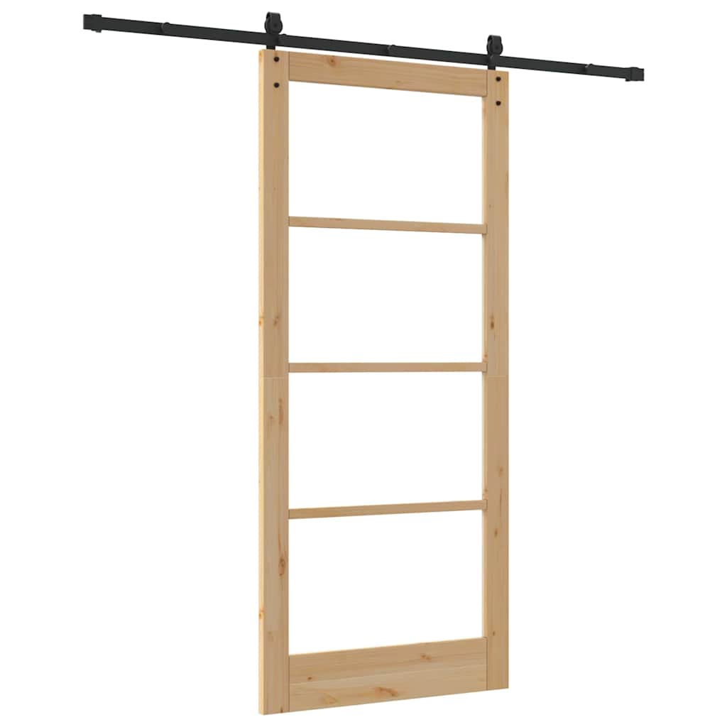 Porta scorrevole ORKDAL legno massello pino e vetro naturale 93 x 211 cm