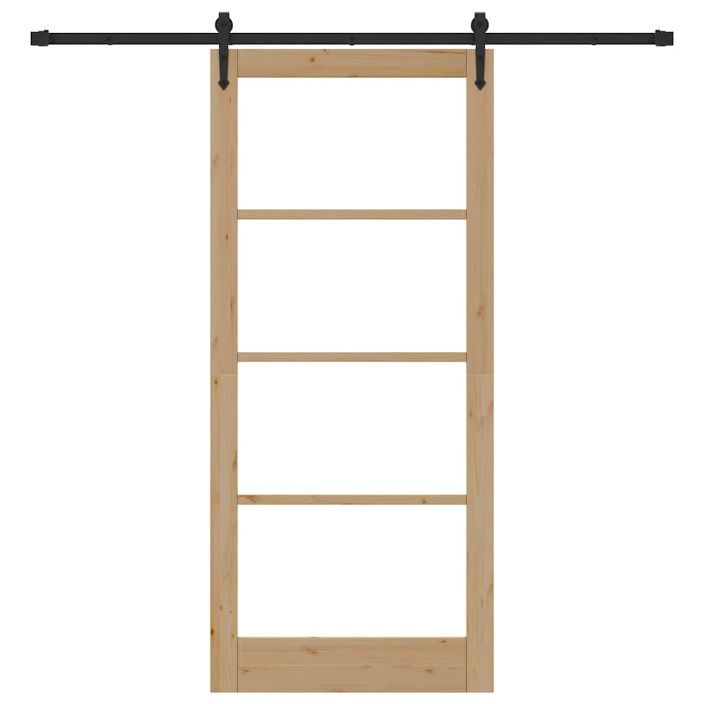 Porta scorrevole ORKDAL legno massello pino e vetro naturale 93 x 211 cm