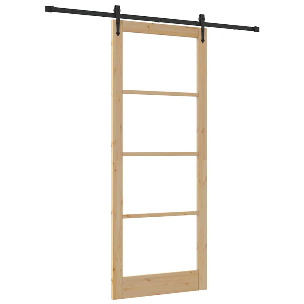 Porta scorrevole ORKDAL legno massello pino e vetro naturale 93 x 232 cm