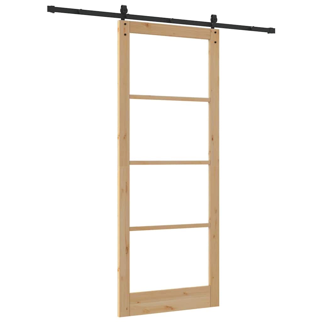 Porta scorrevole ORKDAL legno massello pino e vetro naturale 93 x 232 cm
