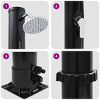 Doccia Solare da Esterno Nero 217 cm PVC e Alluminio