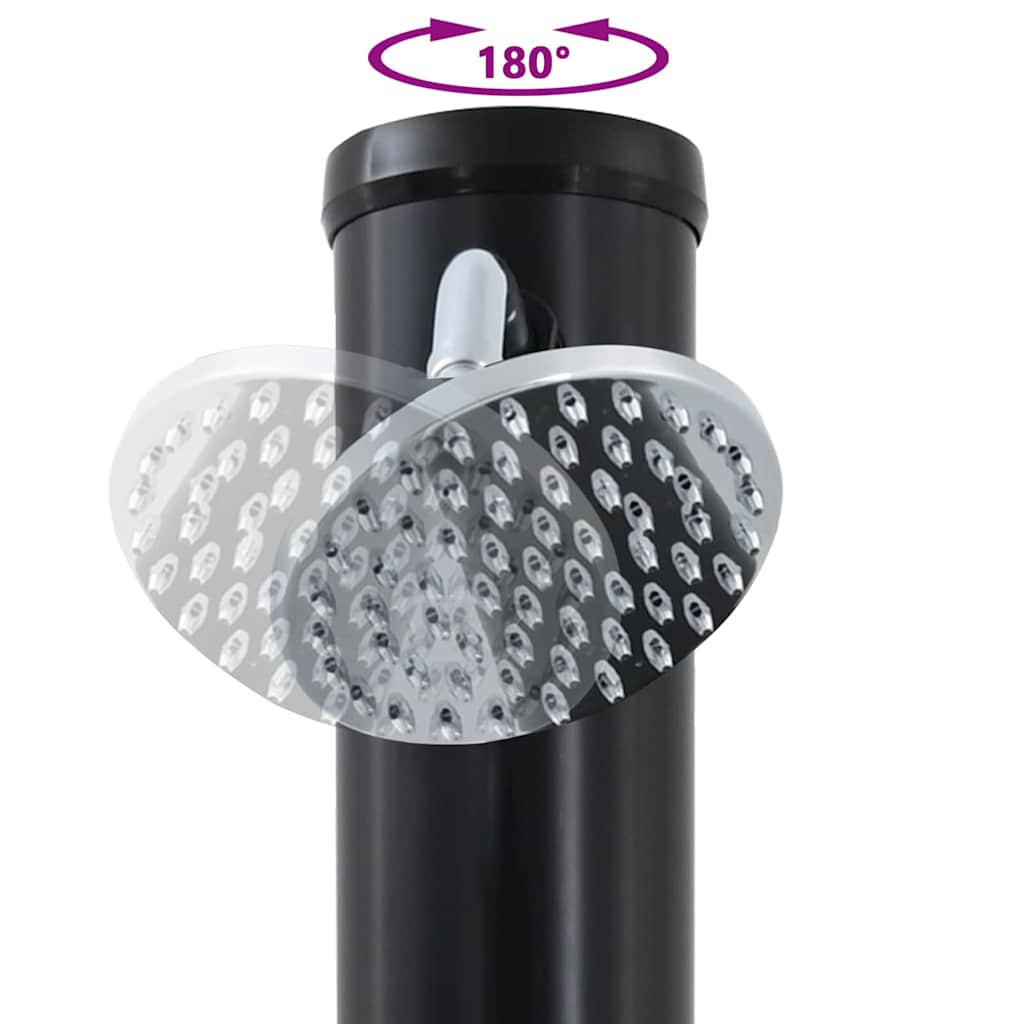 Doccia Solare da Esterno Nero 217 cm PVC e Alluminio