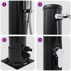 Doccia Solare da Esterno Nero 217 cm in PVC e Alluminio