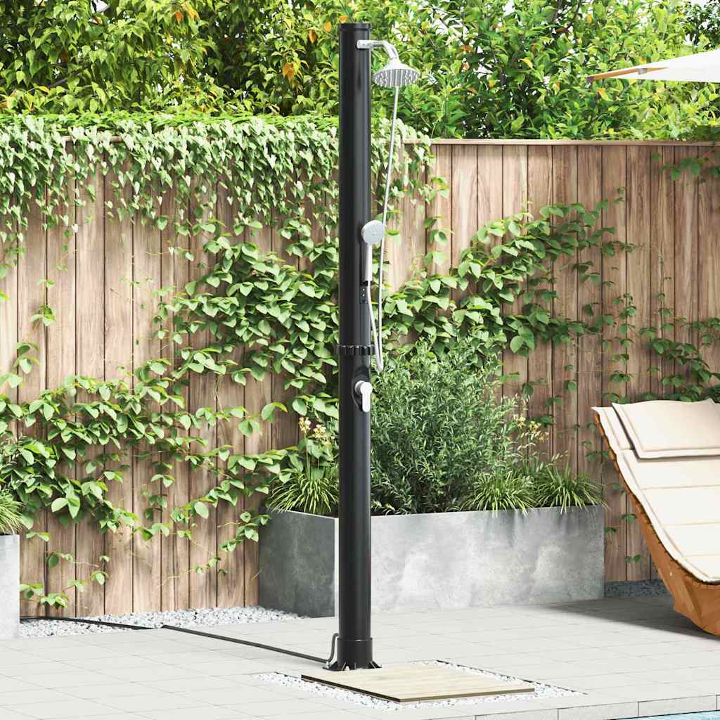 Doccia Solare da Esterno Nero 217 cm in PVC e Alluminio