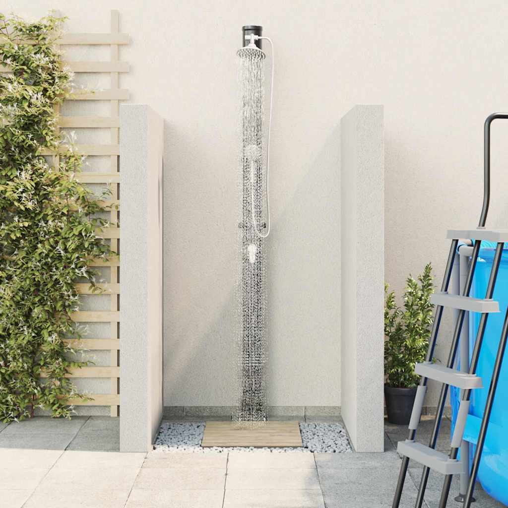 Doccia Solare da Esterno Nero 217 cm in PVC e Alluminio