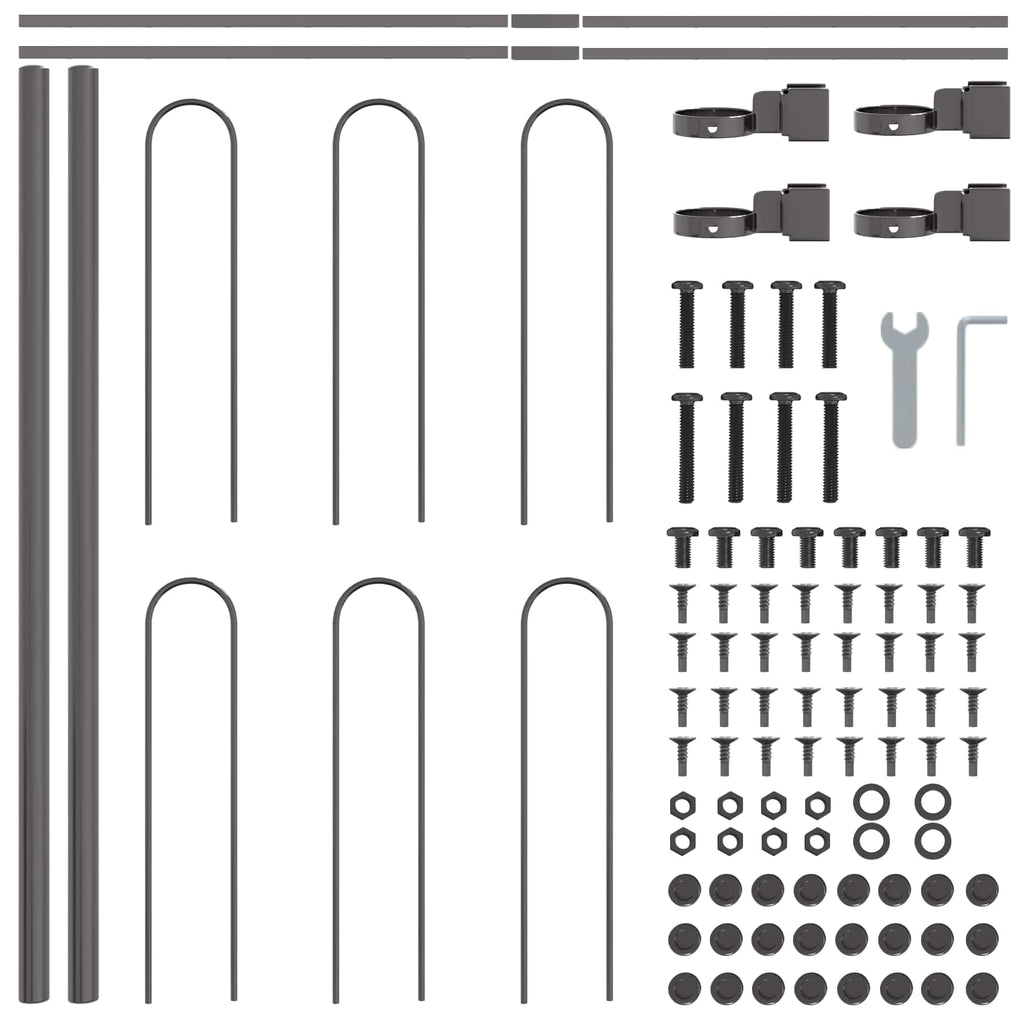 Recinzione da Giardino in Acciaio Grigio 3,4 x 0,6 m - 2 Pezzi