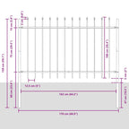 Recinzione per Giardino 2 pz Acciaio Verniciato Bianco 340 x 150 cm