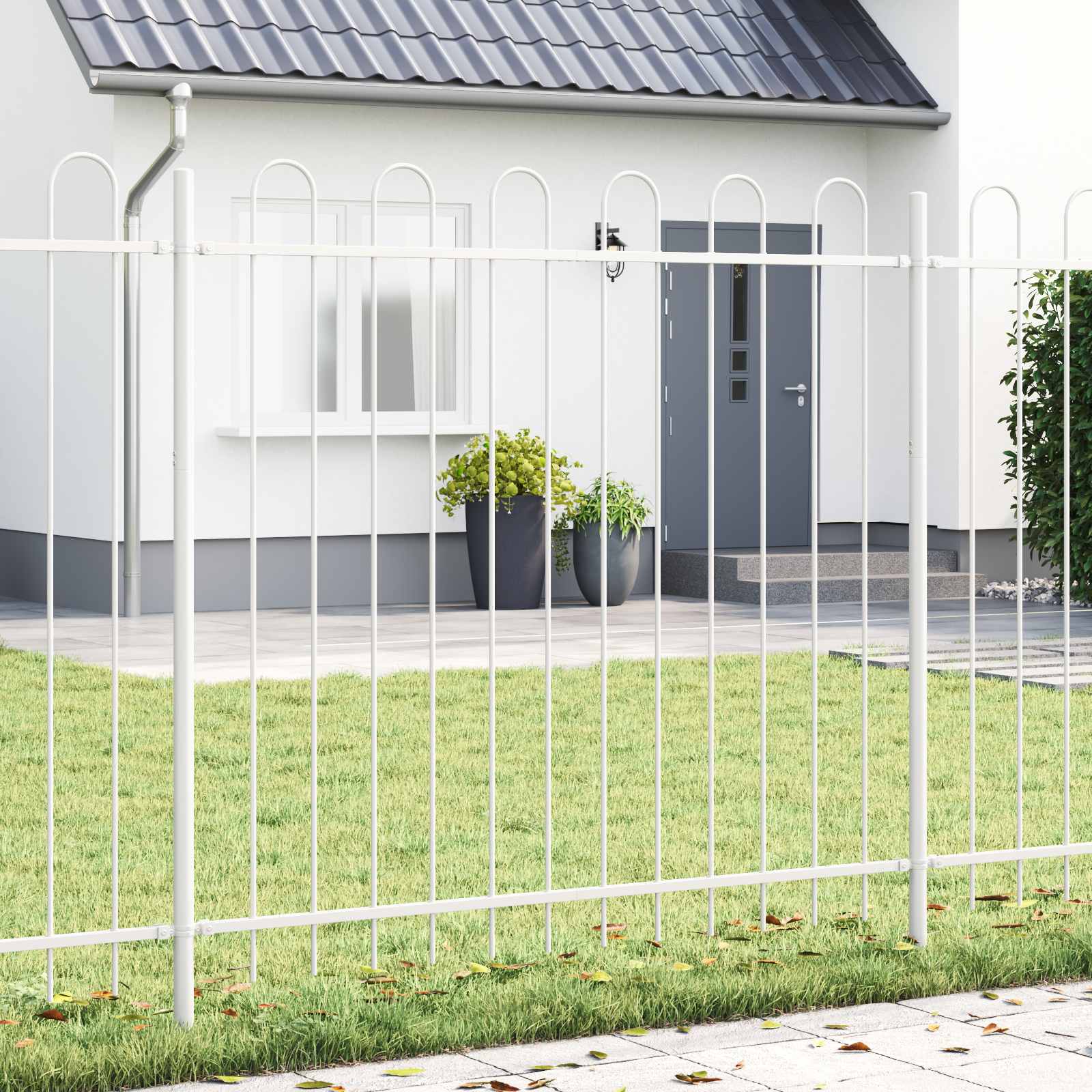Recinzione da Giardino 2 pezzi Bianco 3,4 x 1,5 m Acciaio Verniciato
