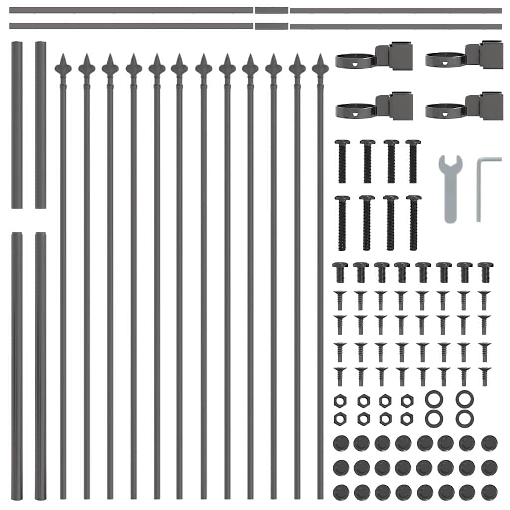 Recinzione per Giardino 3 pezzi Grigio Acciaio 510 x 130 cm