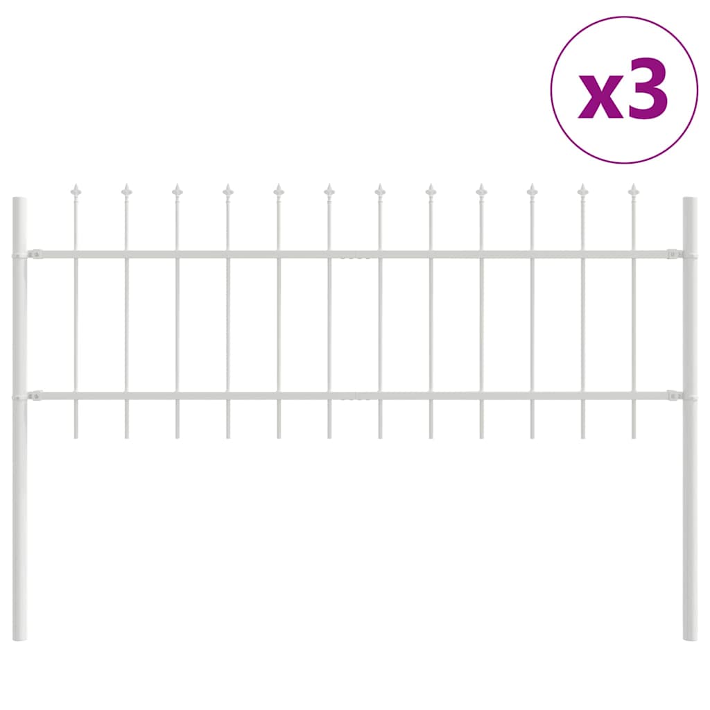 Recinzione per Giardino 3 pezzi Acciaio Bianco 510 x 110 cm