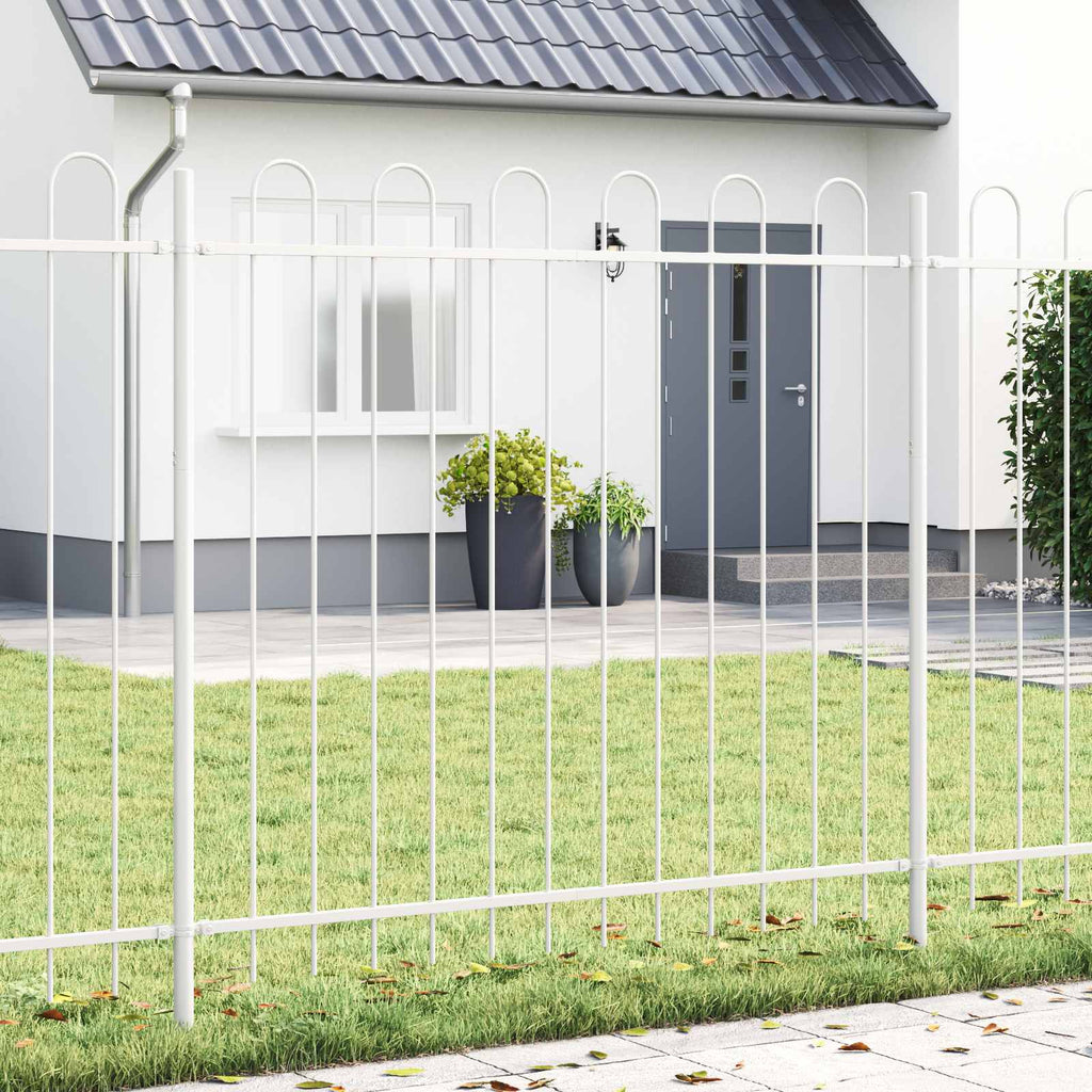 Recinzione per Giardino 3 Pannelli Acciaio Verniciato Bianco 5,1 x 1,5 m
